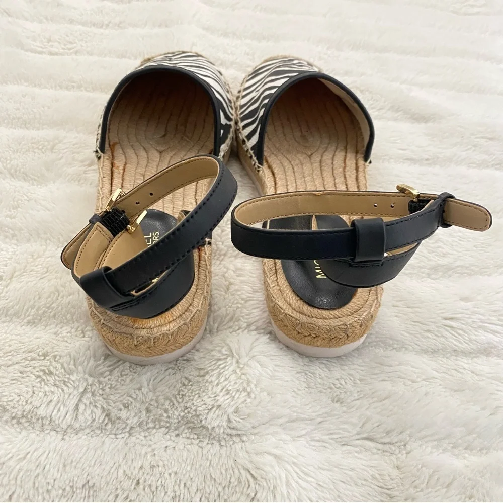 Michael Kors Black and White Animal Zebra Print Espadrille Flats Size 7.5
